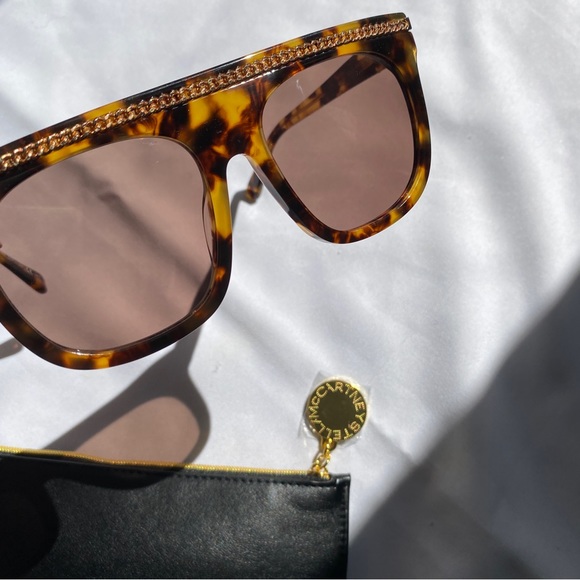 Stella McCartney Statement Chain Tortoise Shell Sunglasses - Picture 6 of 13
